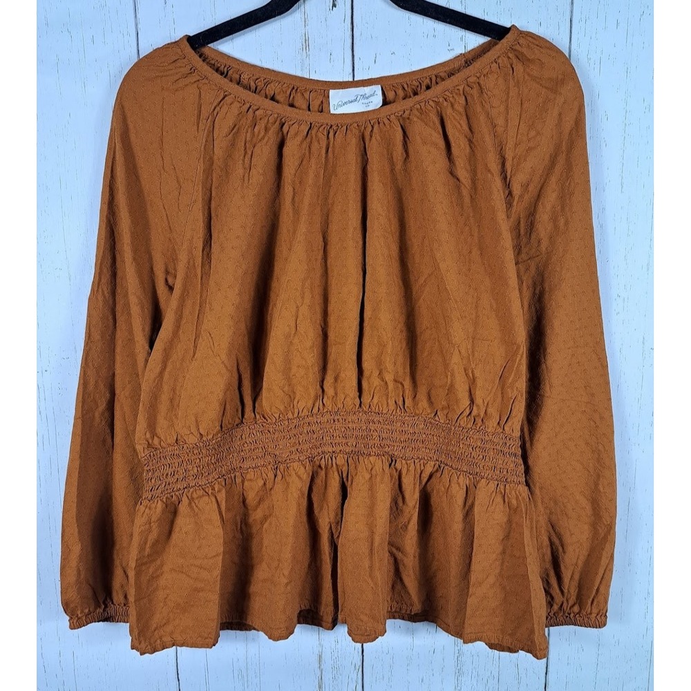 Universal Thread Size XL Womens Burnt Orange Long Sleeve Cinched Waist Top‎